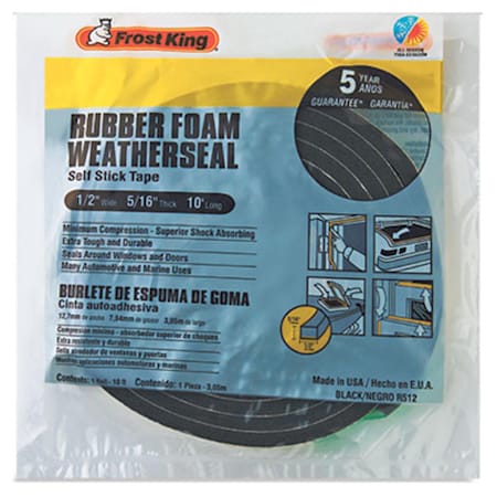 Thermwell Products 0.5 X 0.32 In. Premium Sponge Rubber Weather-Strip Tape- Black 379963
